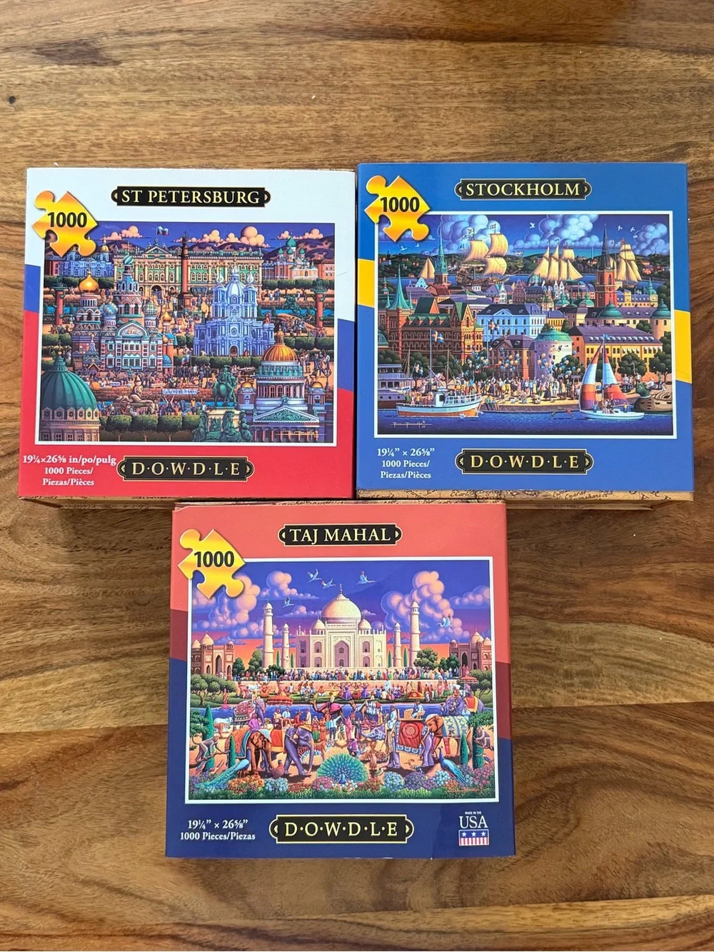 Dowdle 1000-Piece Puzzle Set - Multicolor St Petersburg, Stockholm Taj Mahal Lot - Picture 1 of 4